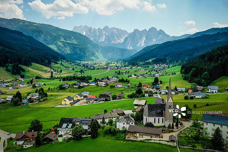 奥地利 欧洲 旅行 航拍 美好 假日 风光 自然 教堂 建筑图片素材