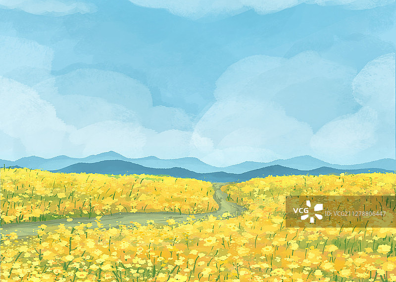 春天背景小清新插画6横版图片素材