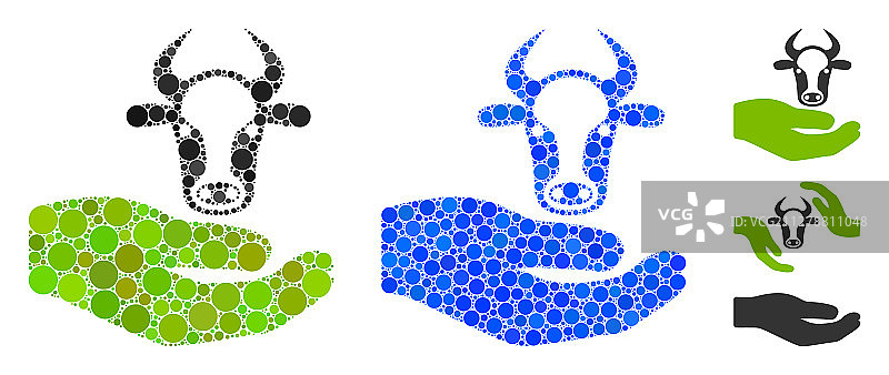 牛护理手部组合图标球形元素图片素材