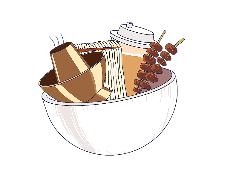 元素：火锅奶茶面条烤肉图片素材