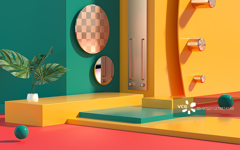 3D模拟场景彩色产品展台创意图图片素材