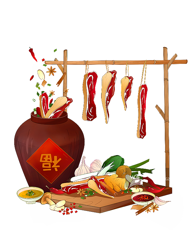 24节气美食腌腊肉图片素材