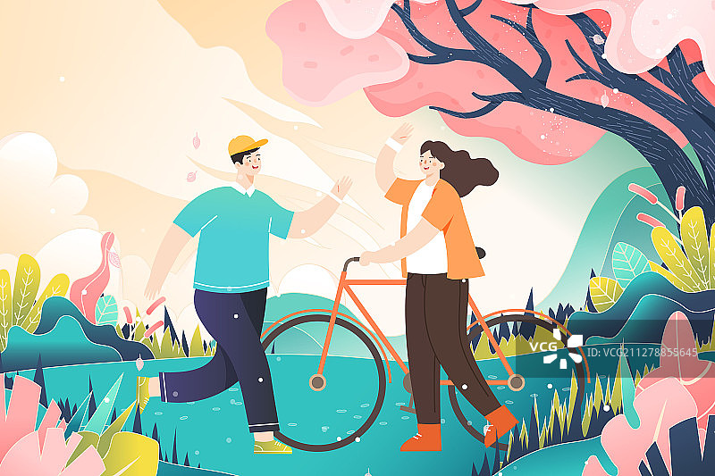 情人节情侣婚庆约会表白浪漫爱情纪念日礼物促销活动矢量插画图片素材