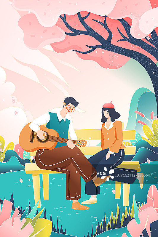 情人节情侣婚庆约会表白浪漫爱情纪念日礼物促销活动矢量插画图片素材