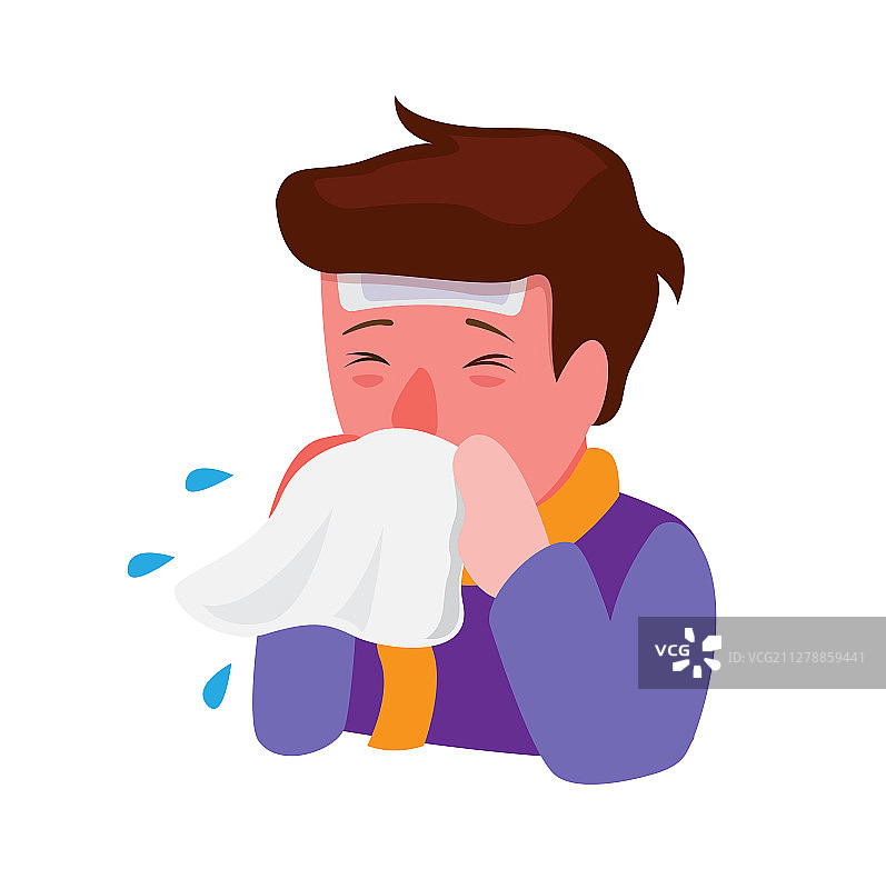 男子患流感发烧生病打喷嚏图标图片素材