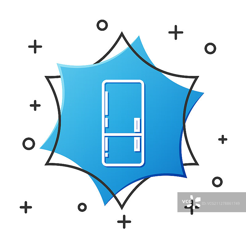 白色线条冰箱图标，白色背景隔离图片素材