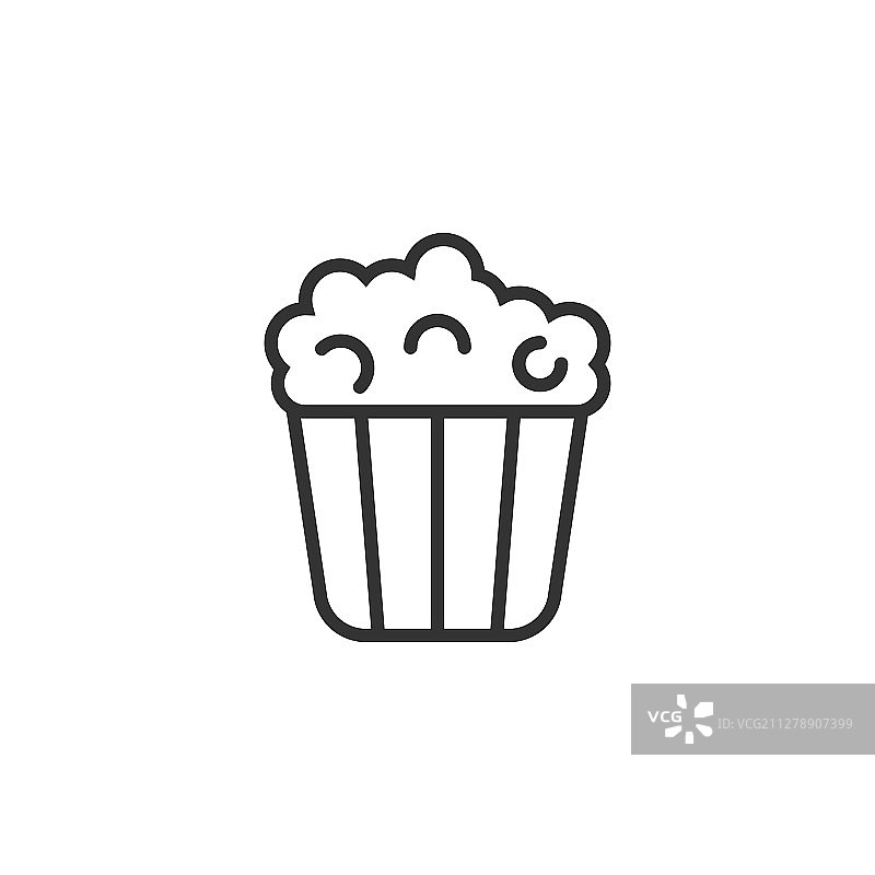 扁平风格电影图标：白色背景上的爆米花图片素材