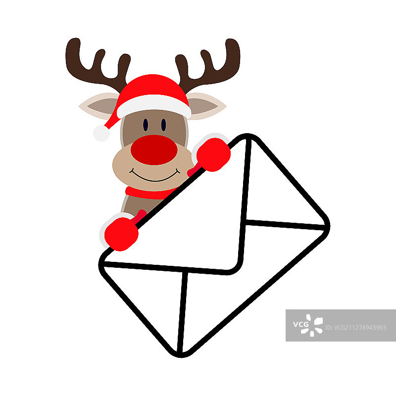 圣诞老人驯鹿手捧玩具马图片素材