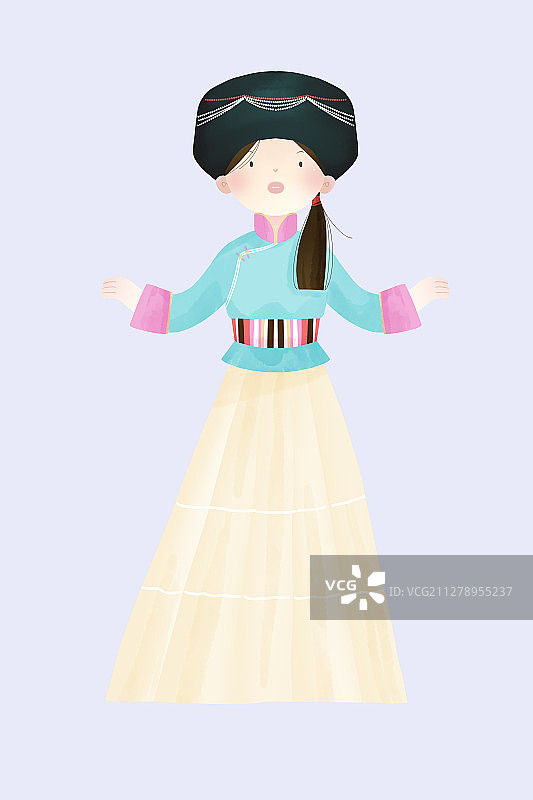 中国传统文化少数民族普米族服饰插画图片素材