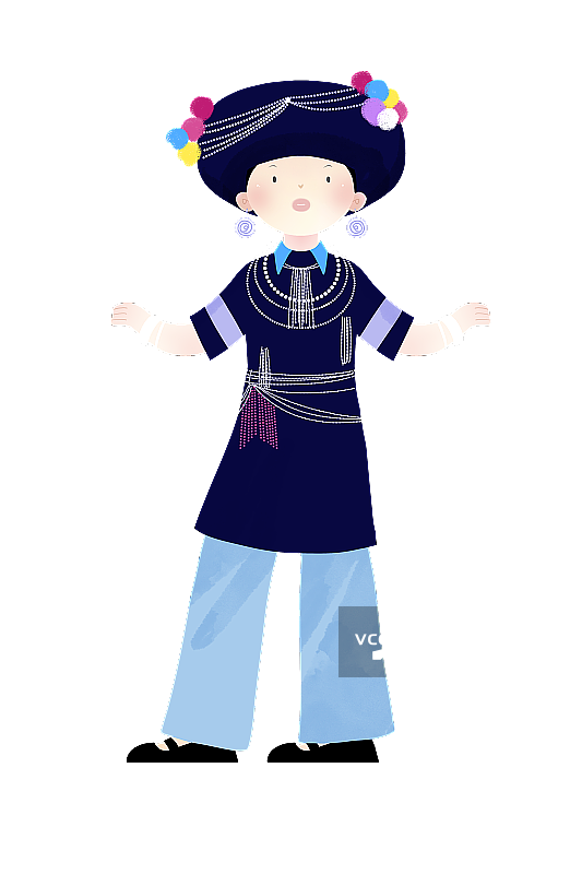 中国传统文化少数民族阿昌族服饰插画图片素材