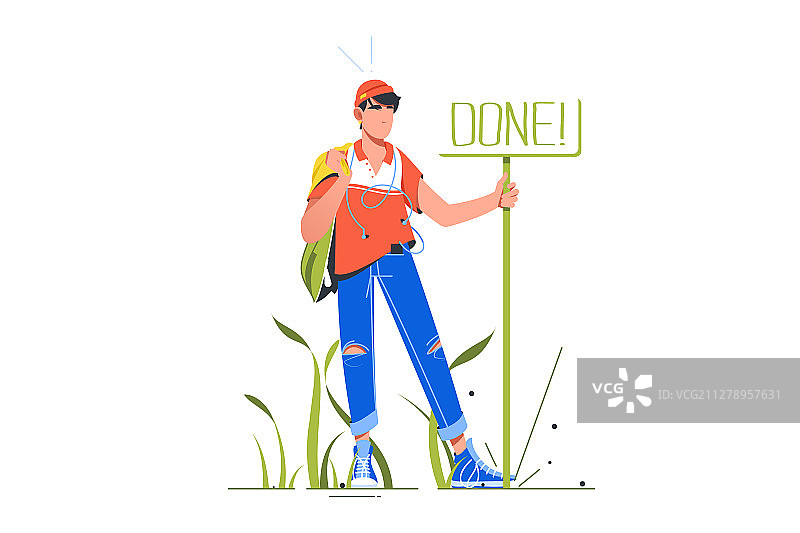 男人站在标志牌附近图片素材