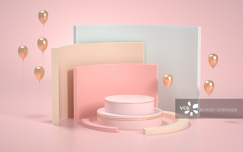 3D模拟场景彩色产品展台创意图图片素材