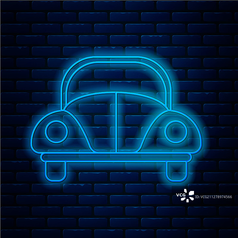 发光霓虹灯线条汽车大众甲壳虫图标图片素材