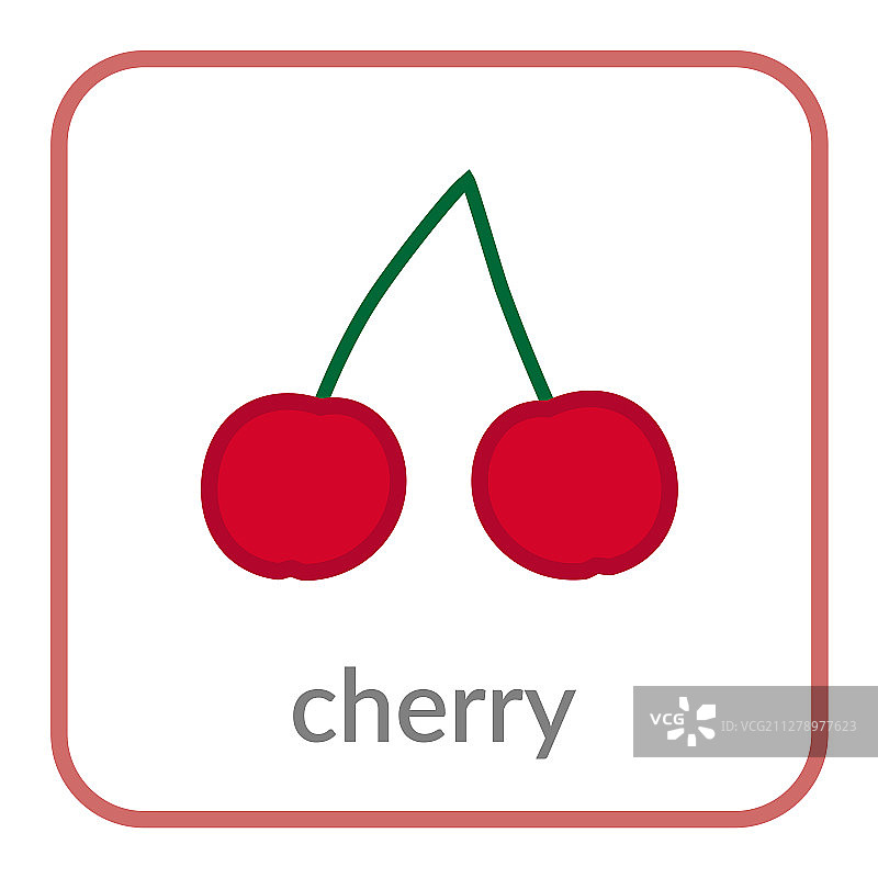 红色樱桃轮廓扁平浆果标志图片素材
