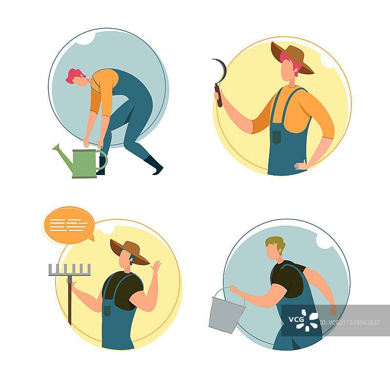 快乐的农场工人角色图片素材