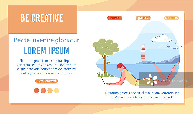 创意扁平风着陆页模板图片素材