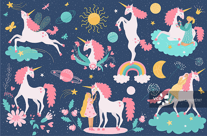 卡通可爱独角兽马图片素材