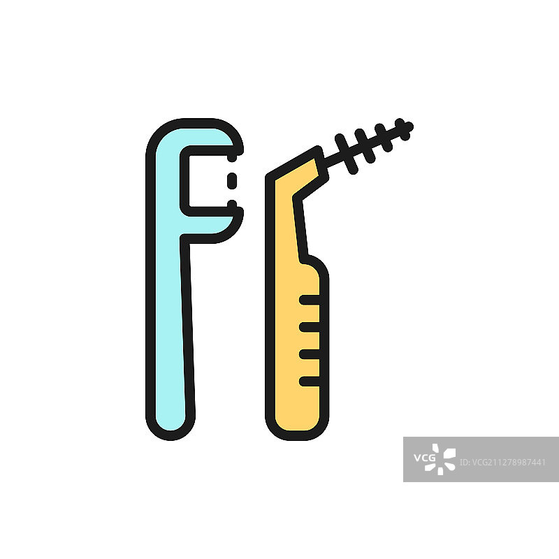 牙线扁平彩色线条图标图片素材