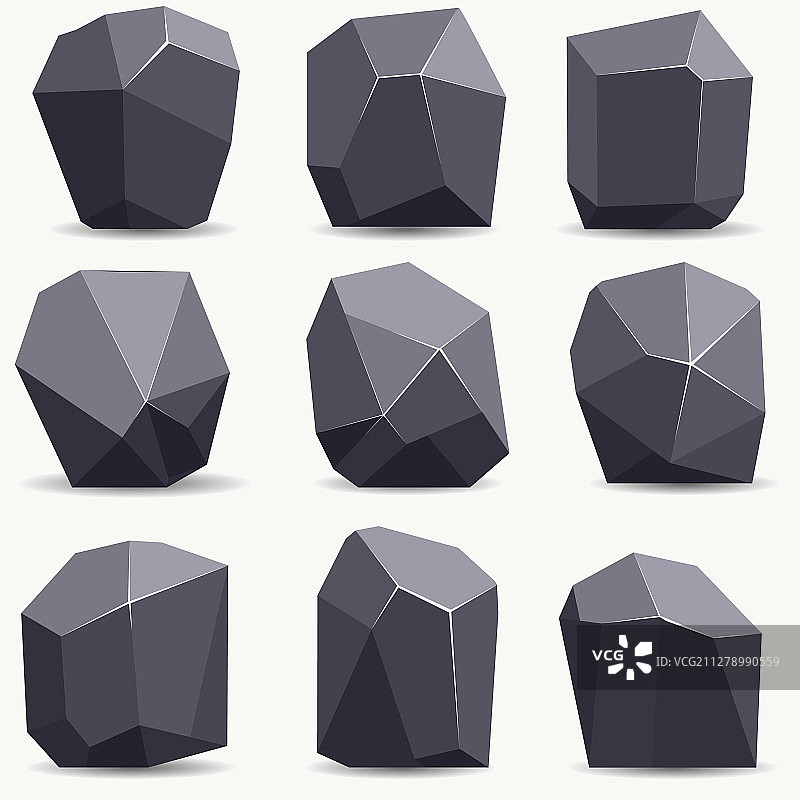 不同样式的扁平风格卡通岩石图片素材