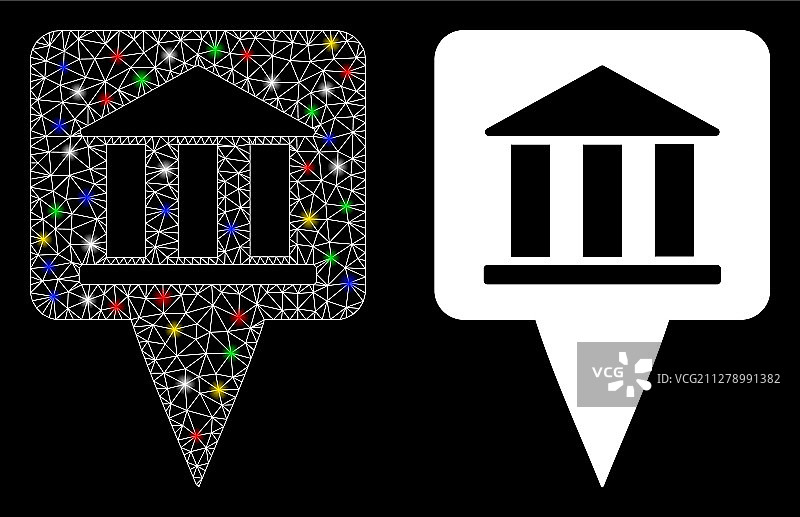 发光网格2D银行大楼指示标图标图片素材