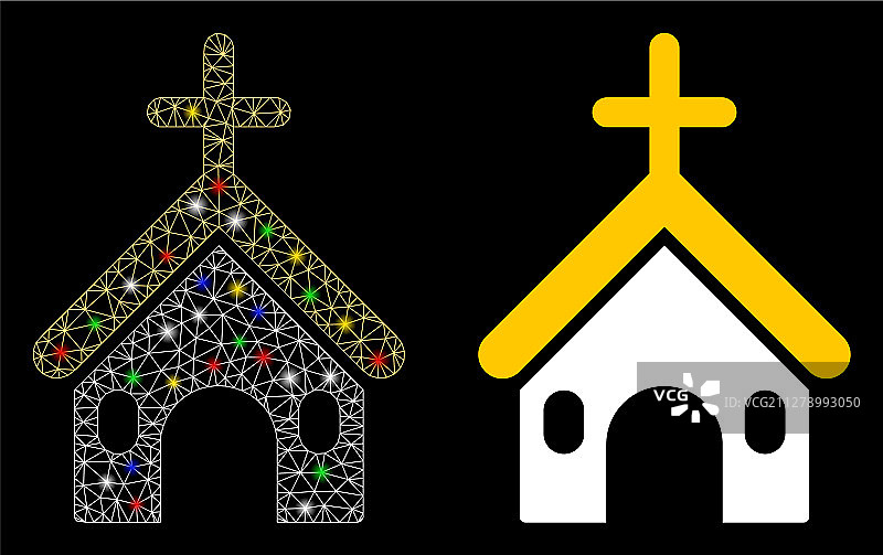 明亮网状线框基督教教堂图标图片素材