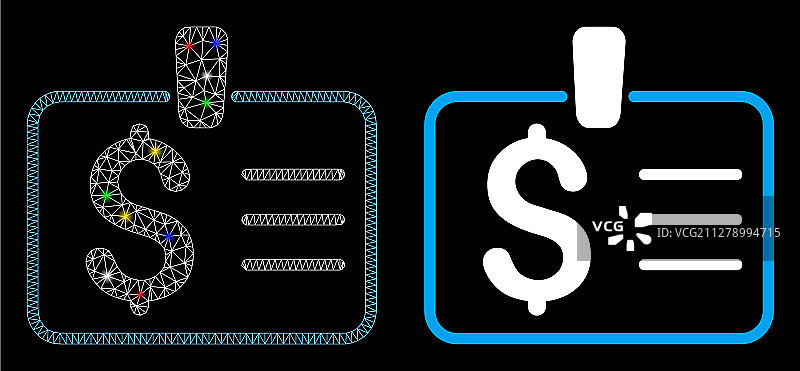 发光网格2.5D美元徽章光点效果图片素材