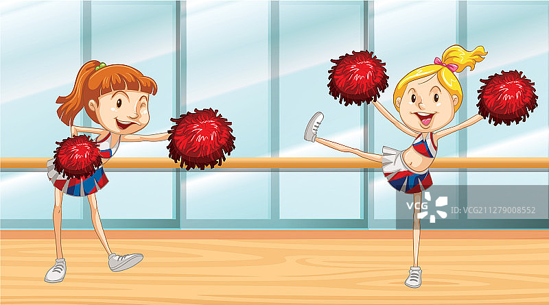 房间里的两个啦啦队员场景图片素材