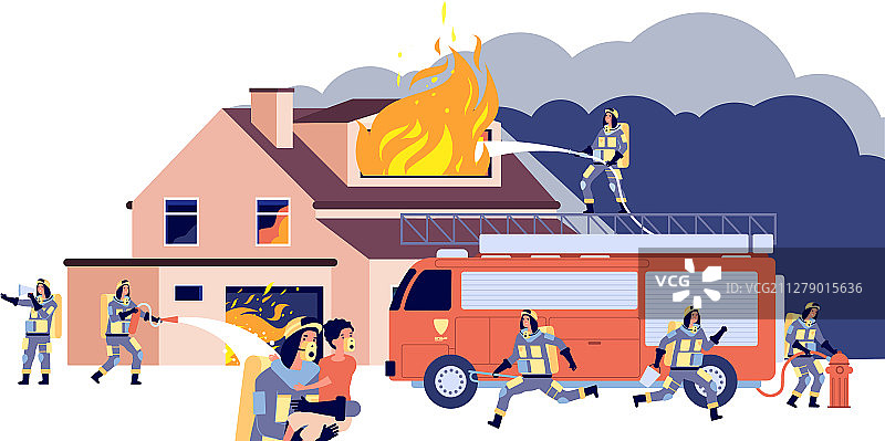 消防员正在灭火图片素材