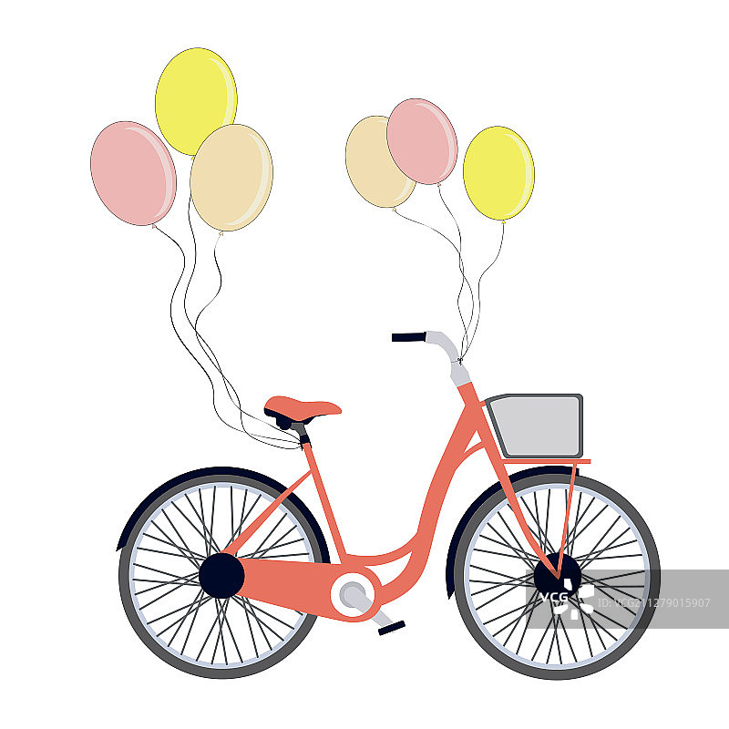 白色背景上的气球自行车图片素材