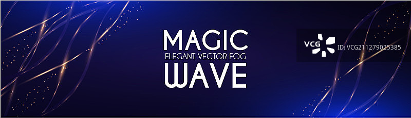 蓝色背景上的抽象金色波浪图片素材