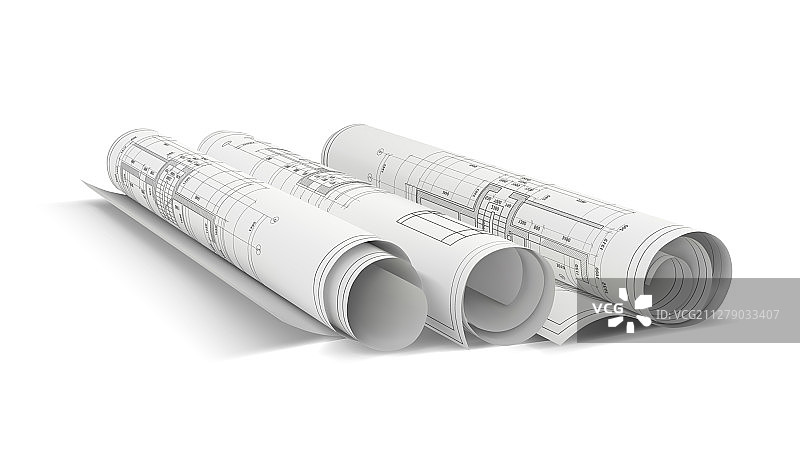 卷起的蓝图图片素材