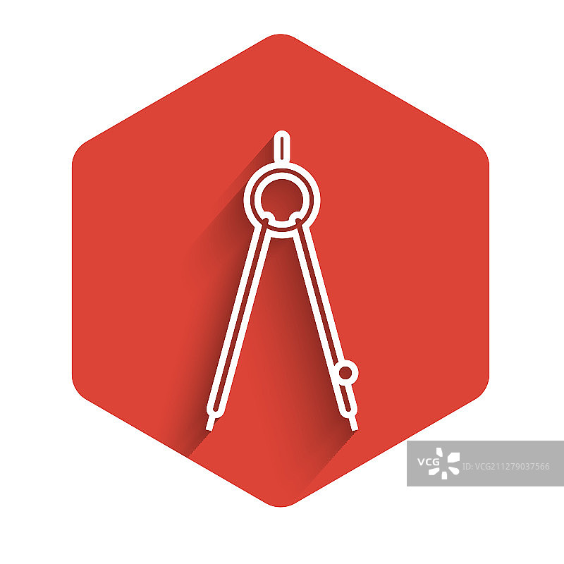 长阴影的白色绘图圆规图标图片素材