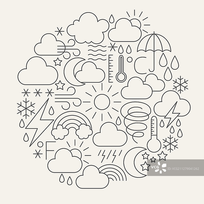 圆形线性天气图标图片素材