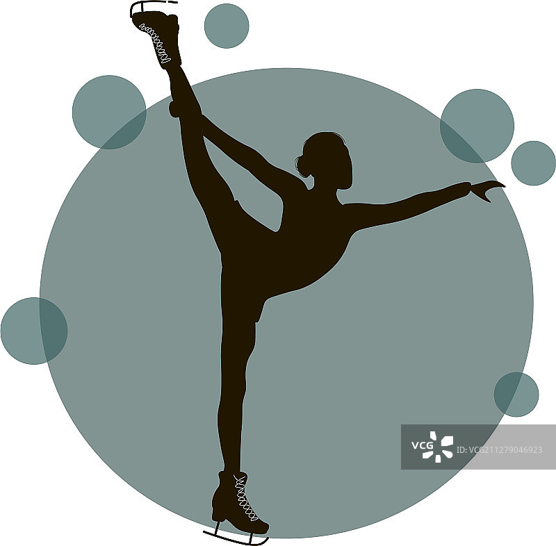 溜冰场上的女孩运动员扁平人物图片素材