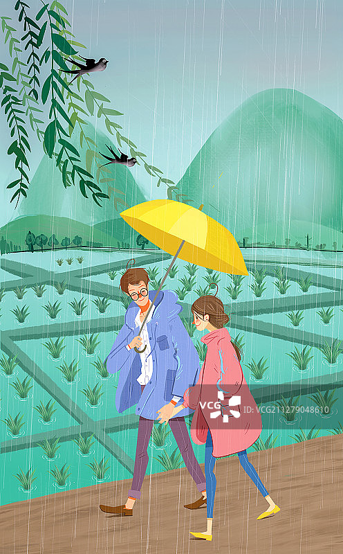谷雨节气插画图片素材
