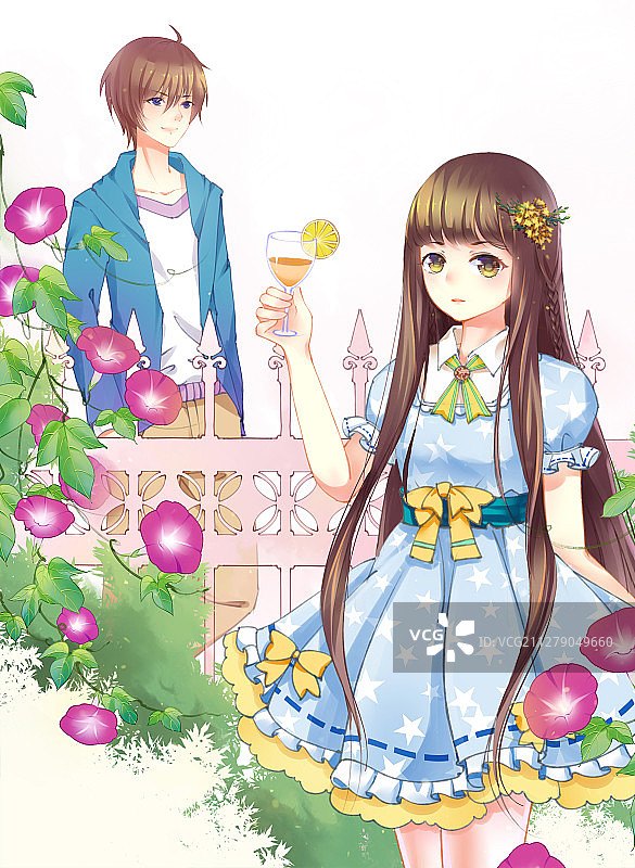 日系动漫少女插画图片素材