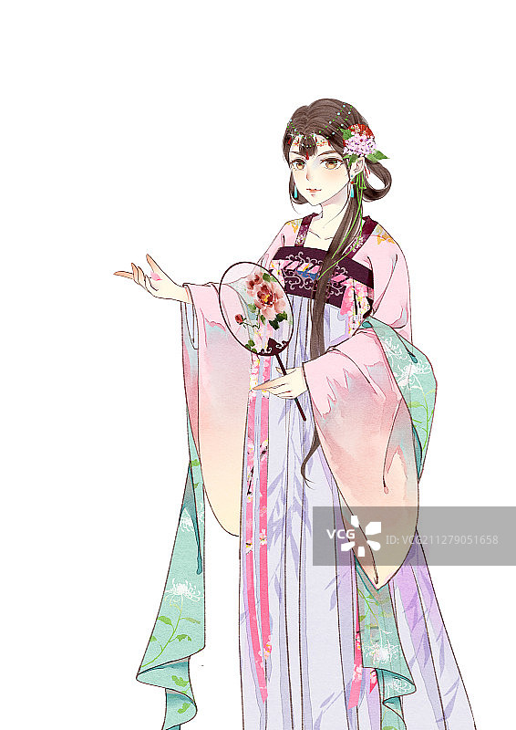 小清新古风少女插画图片素材