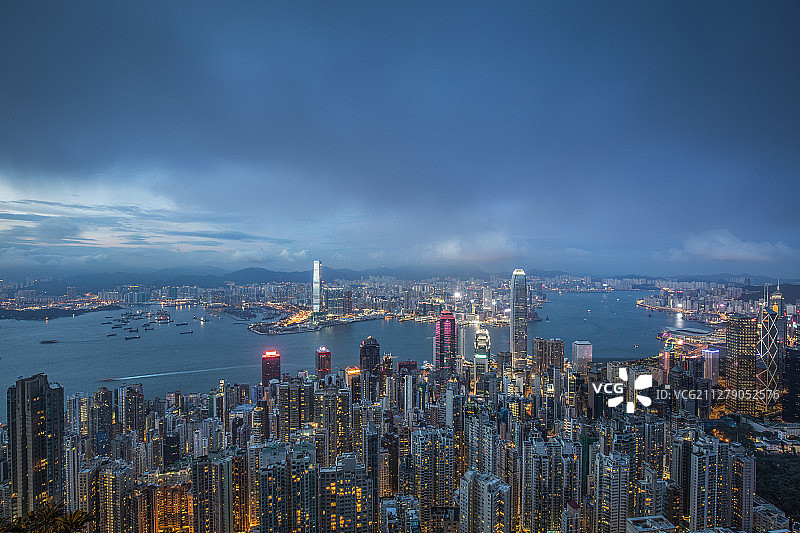 香港城市建筑风光全景夜景图片素材