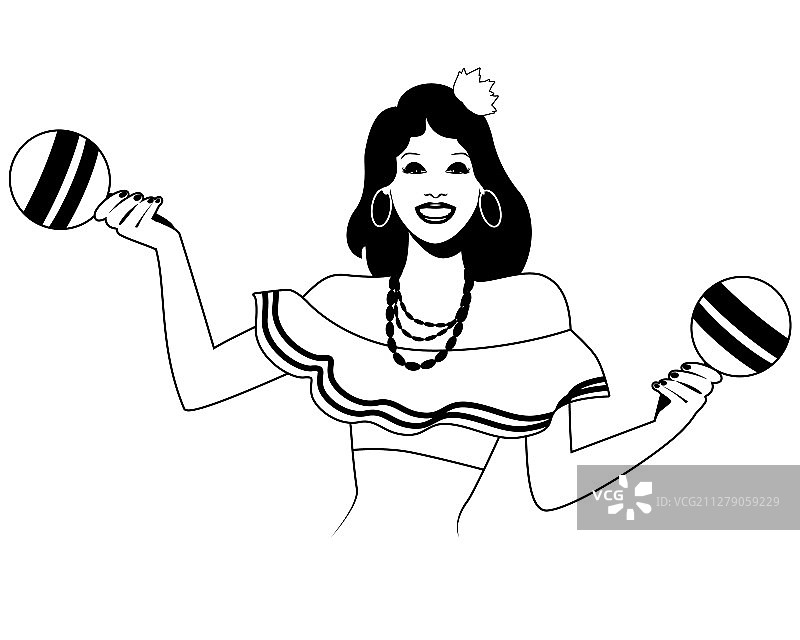 演奏沙槌的漂亮拉丁女孩图片素材