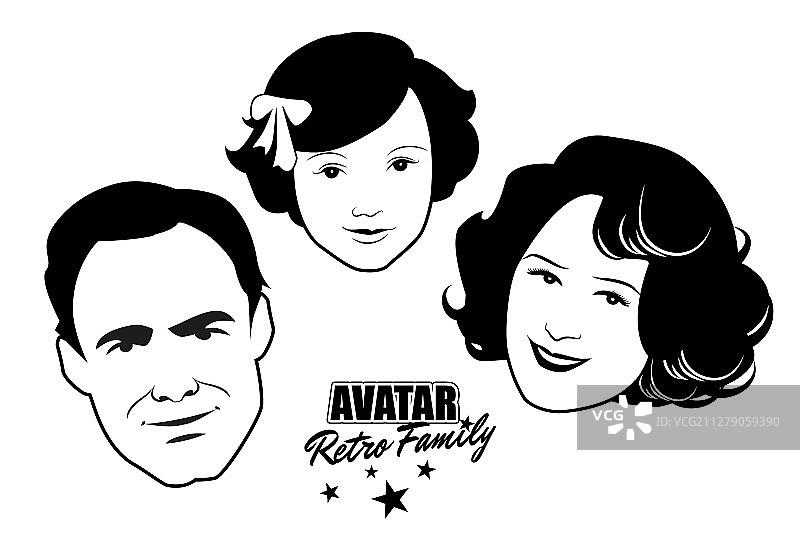 复古家庭卡通头像图片素材