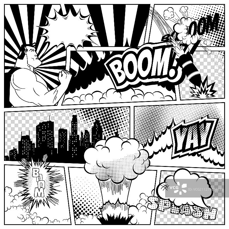 彩色漫画书页模板图片素材