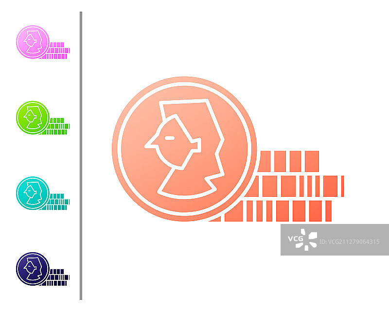 白色背景上的珊瑚色游戏币图标图片素材