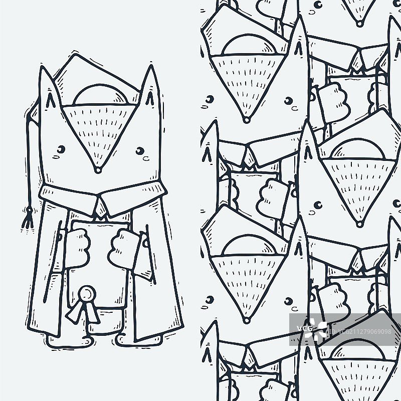 戴毕业帽的狐狸无缝图案图片素材