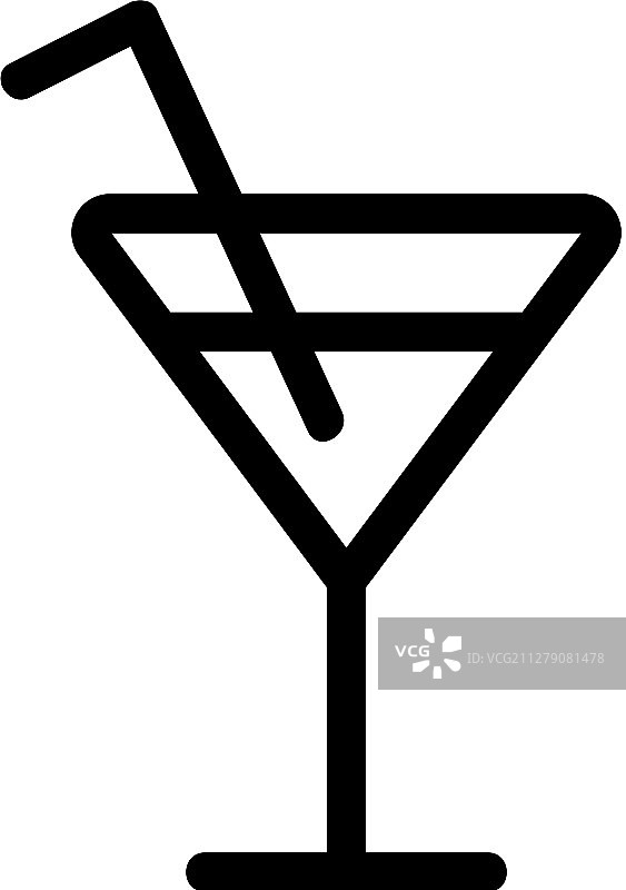 鸡尾酒图标隔离轮廓符号图片素材