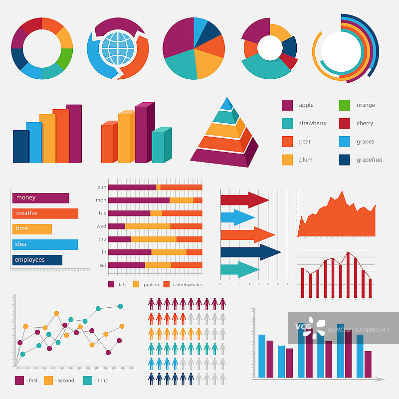 彩色图表合集图片素材