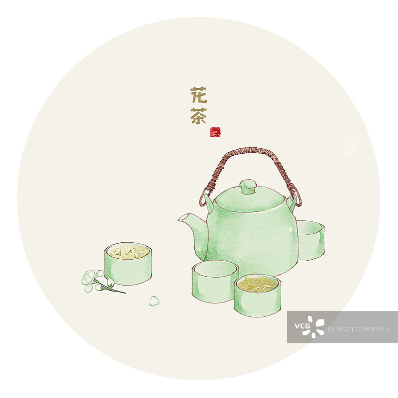 水彩美食插画 花茶图片素材
