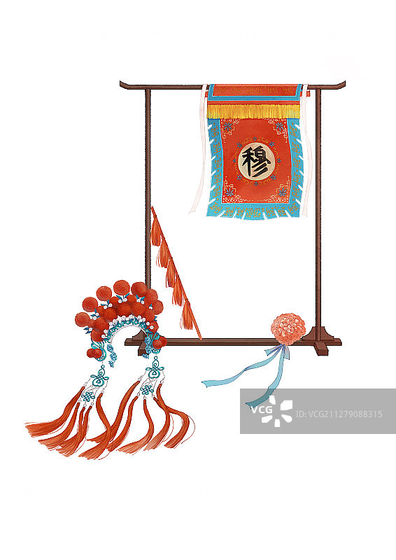 戏曲元素插画 穆桂英挂帅图片素材
