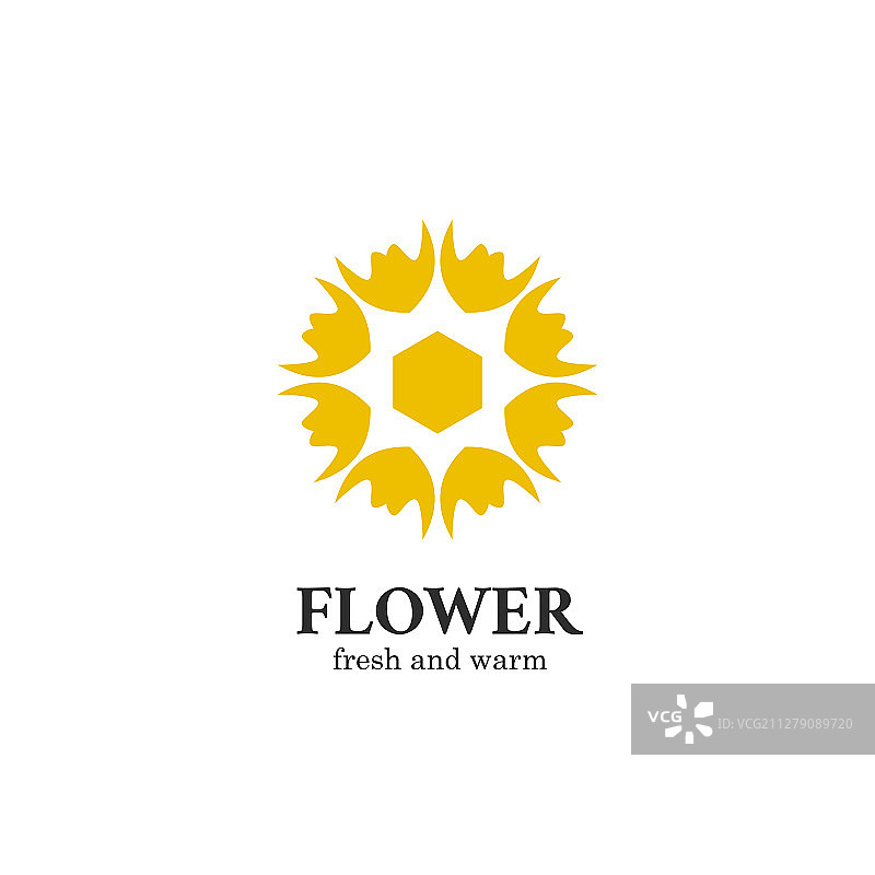 六边形抽象花卉标志图标符号图片素材