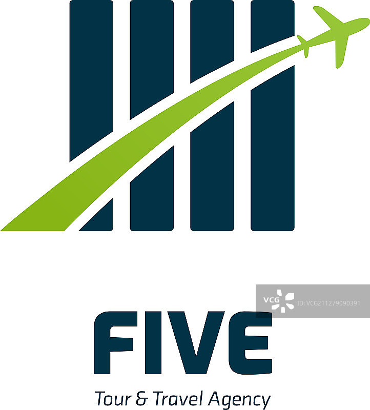 带有数字5的五个旅行社旅游标志图片素材