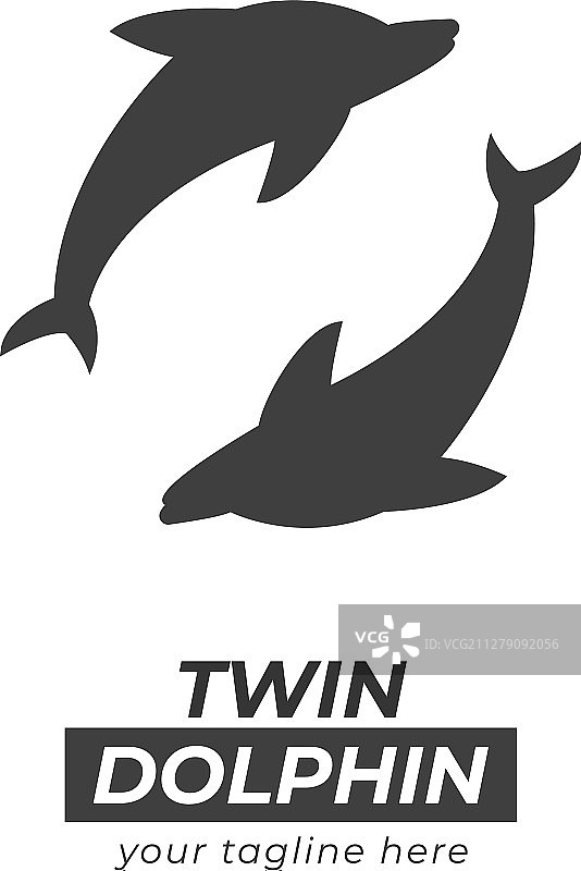 海豚剪影圆形标志图片素材